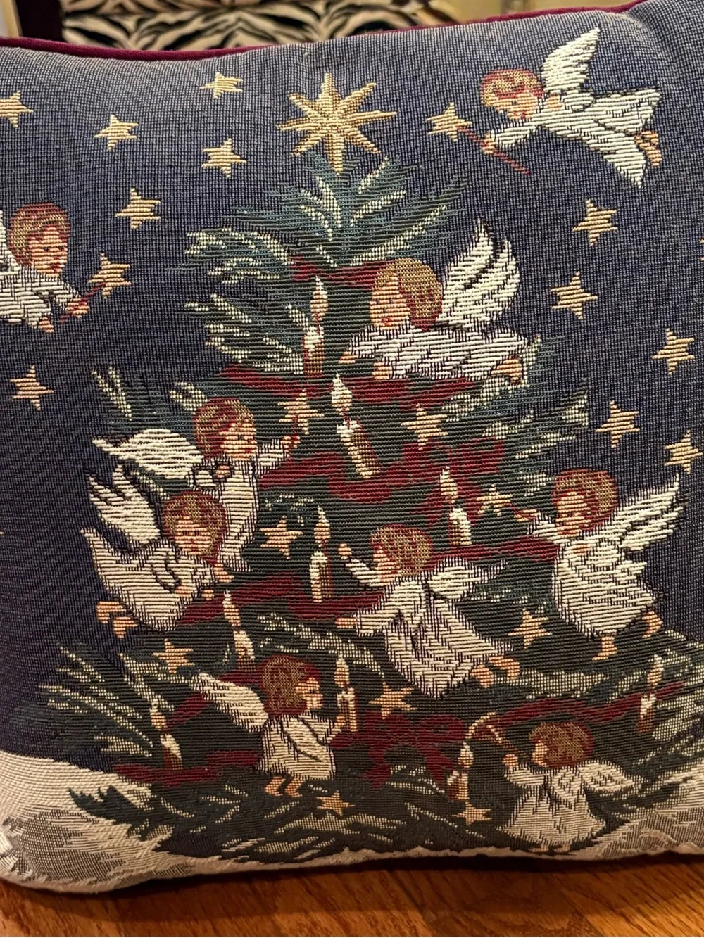 Christmas Angels & Christmas Tree Holiday Decorative Pillow
